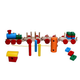 Дерев'яний поїзд з трьома вагончиками